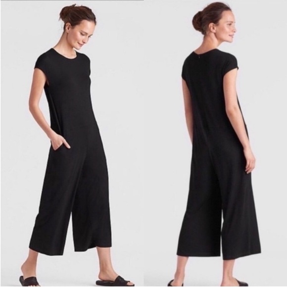 Eileen Fisher wide leg cropped jumpsuit - Picture 3 of 3